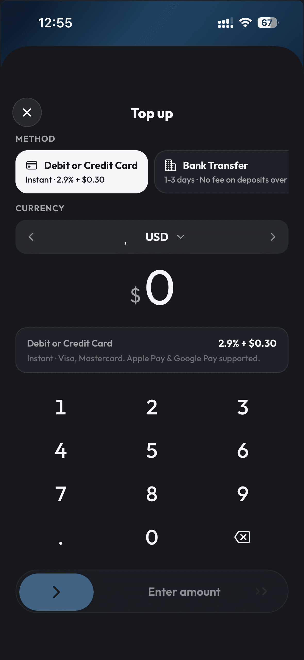 tazdan top up screen